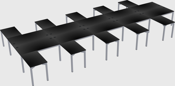 Shared l-shaped desk