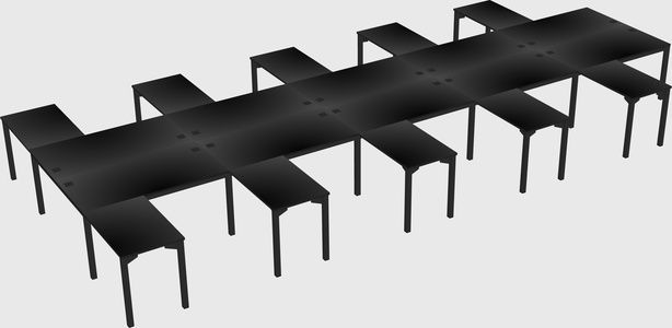 Shared l-shaped desk