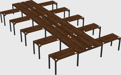 Shared l-shaped desk