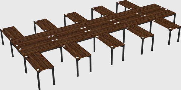 Shared l-shaped desk