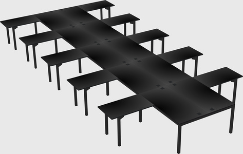 Shared l-shaped desk