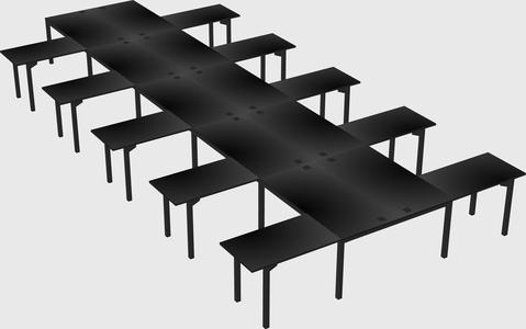 Shared l-shaped desk