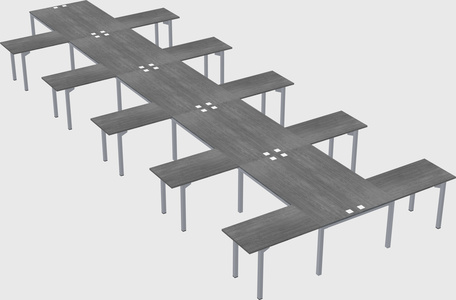 Shared l-shaped desk