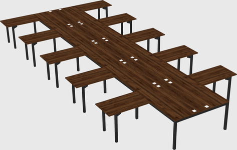 Shared l-shaped desk