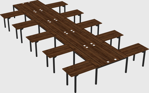 Shared l-shaped desk