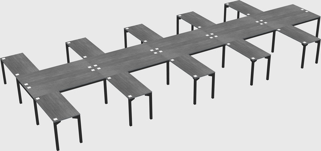 Shared l-shaped desk