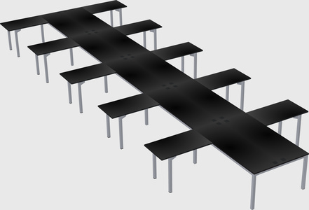 Shared l-shaped desk