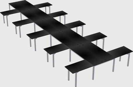 Shared l-shaped desk