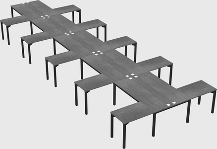 Shared l-shaped desk