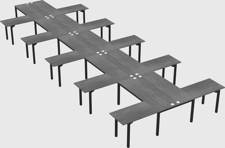 Shared l-shaped desk