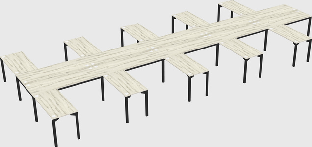 Shared l-shaped desk
