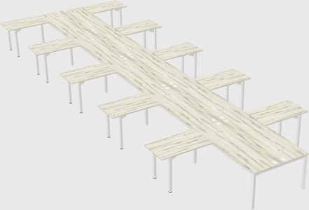 Shared l-shaped desk