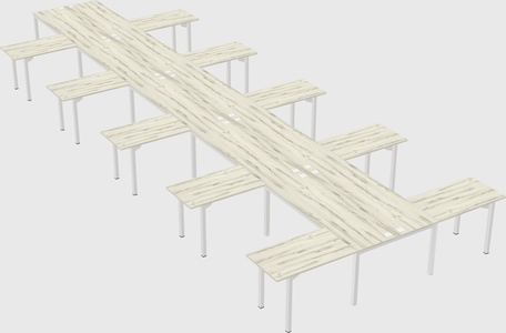 Shared l-shaped desk