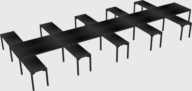 Shared l-shaped desk