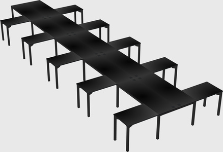 Shared l-shaped desk
