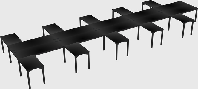 Shared l-shaped desk