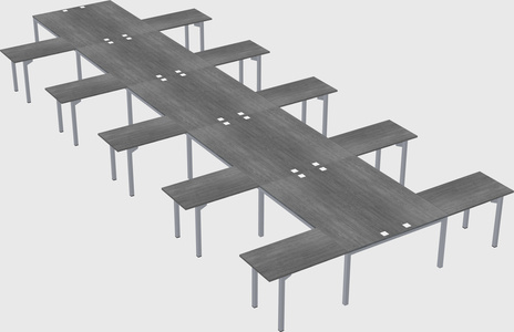 Shared l-shaped desk