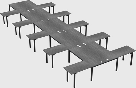 Shared l-shaped desk