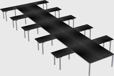 Shared l-shaped desk