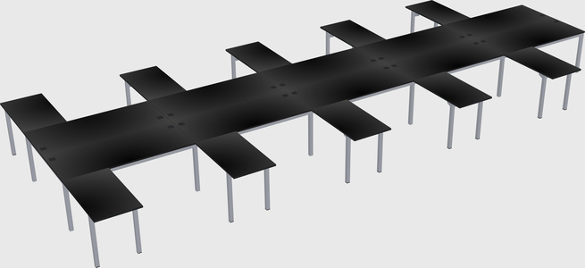 Shared l-shaped desk