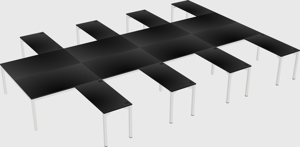 Shared l-shaped desk