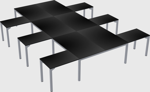 Shared l-shaped desk