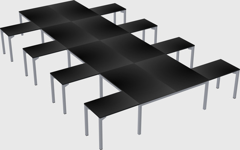 Shared l-shaped desk