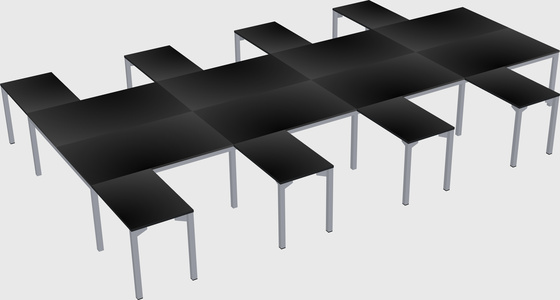 Shared l-shaped desk