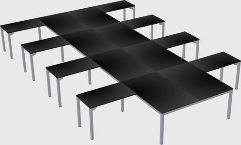 Shared l-shaped desk