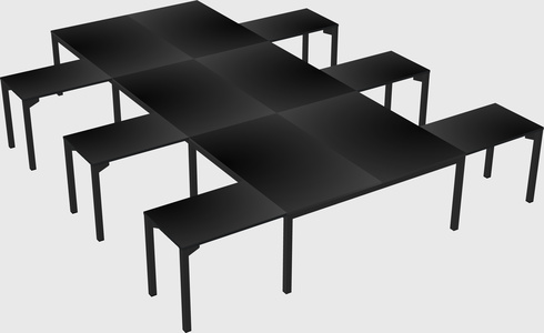 Shared l-shaped desk