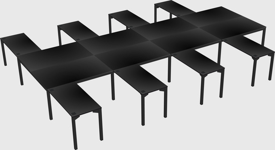 Shared l-shaped desk