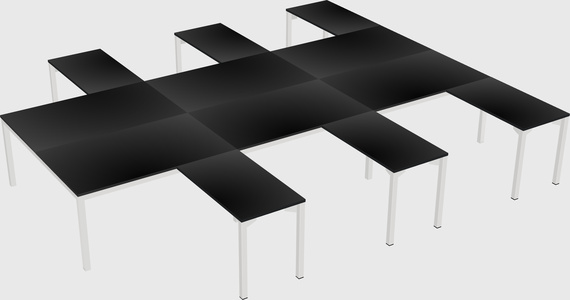 Shared l-shaped desk