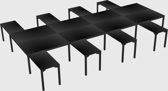 Shared l-shaped desk
