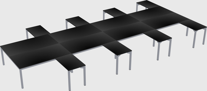 Shared l-shaped desk