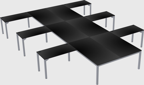 Shared l-shaped desk