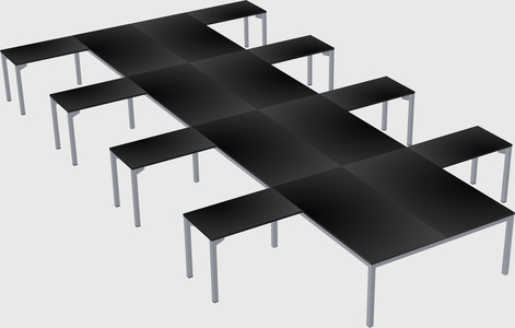 Shared l-shaped desk