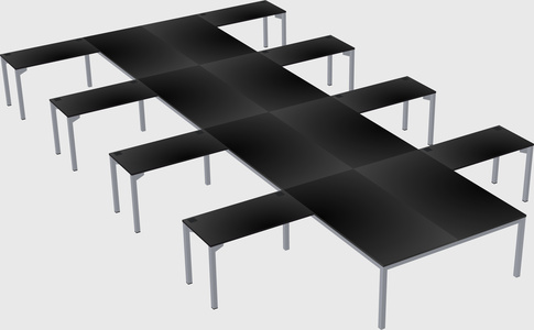 Shared l-shaped desk