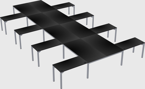 Shared l-shaped desk
