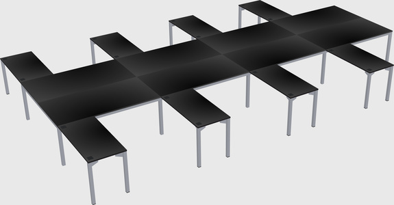 Shared l-shaped desk