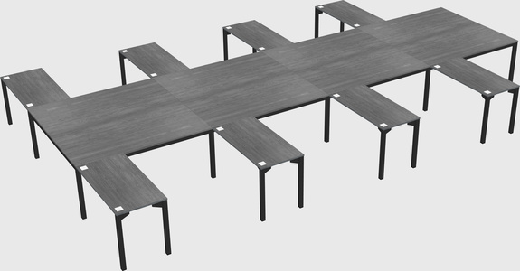 Shared l-shaped desk