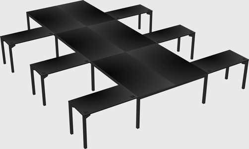 Shared l-shaped desk
