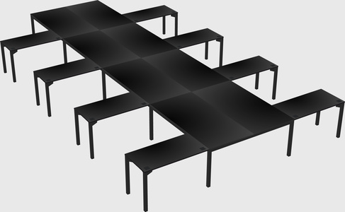 Shared l-shaped desk