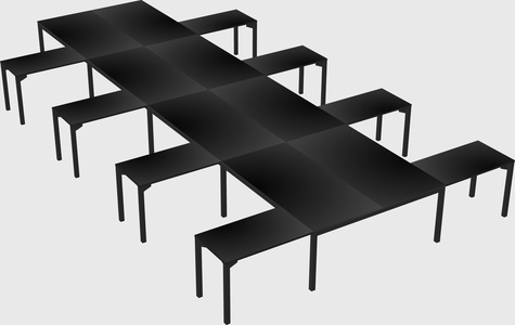 Shared l-shaped desk