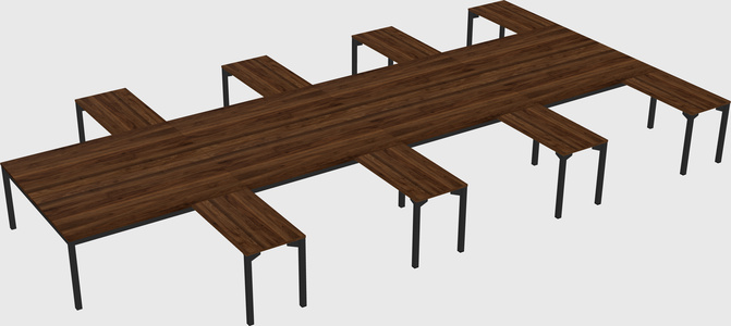 Shared l-shaped desk