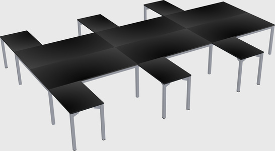 Shared l-shaped desk