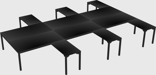 Shared l-shaped desk
