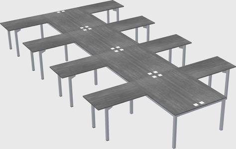 Shared l-shaped desk