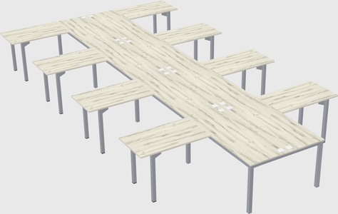 Shared l-shaped desk