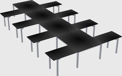 Shared l-shaped desk