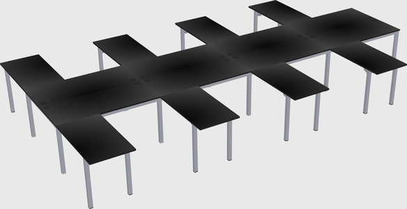 Shared l-shaped desk